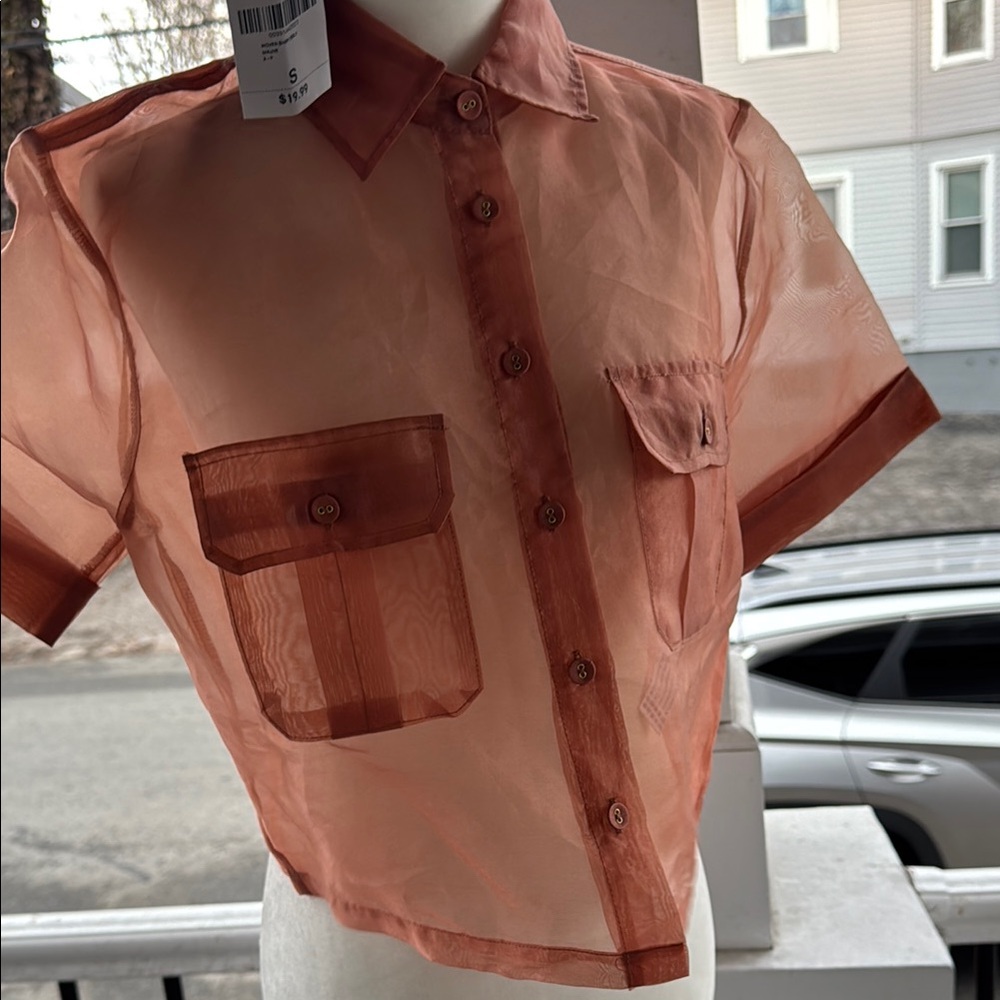 Forever 21 Orange Casual Button Down Shirt - Picture 6 of 6